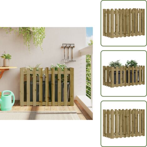 The Living Store Fioriera da Giardino Recinzione 100x50x70 cm in Pino Impregnato - Fioriera in legno