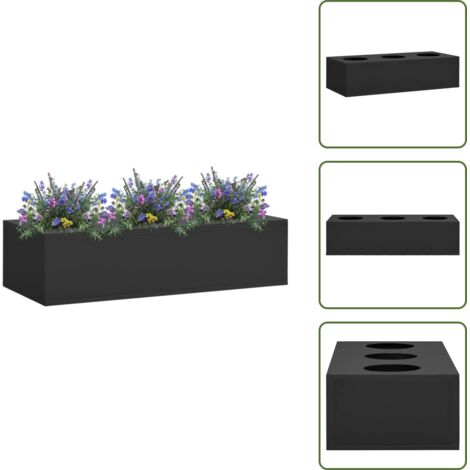 The Living Store Fioriera da Ufficio Antracite 90x40x23 cm in Acciaio - Fioriera in acciaio