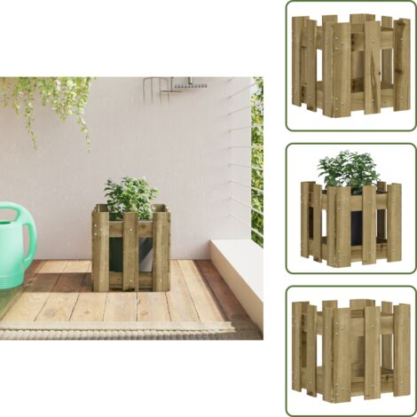 The Living Store Fioriera Giardino a Recinzione 30x30x30Pino Massello Impregnato - Fioriera in legno
