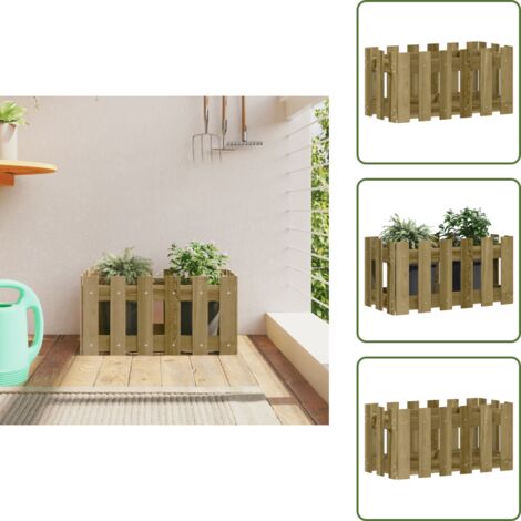 The Living Store Fioriera Giardino a Recinzione 60x30x30 cm in Pino Impregnato - Fioriera in legno