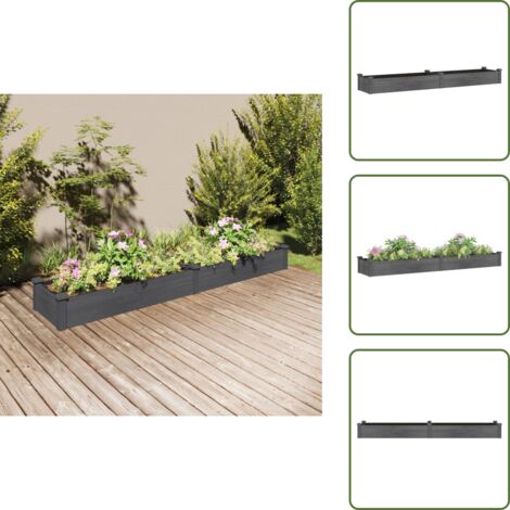 The Living Store Fioriera Giardino con Fodera Grigia 240x45x25 cm Massello Abete - Fioriera in legno