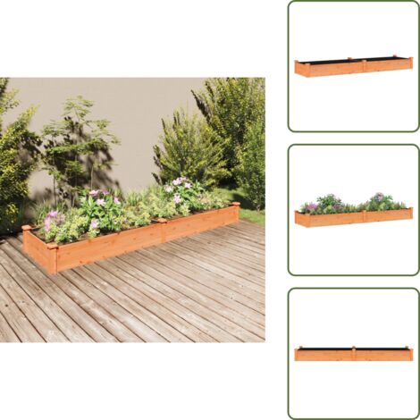 The Living Store Fioriera Giardino con Fodera Marrone 240x60x25cm Massello Abete - Fioriera in legno