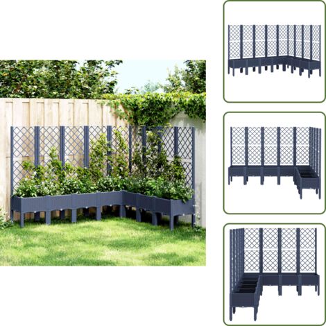 The Living Store Fioriera Giardino con Traliccio Grigio Blu 200x160x142 cm PP - Fioriera con traliccio