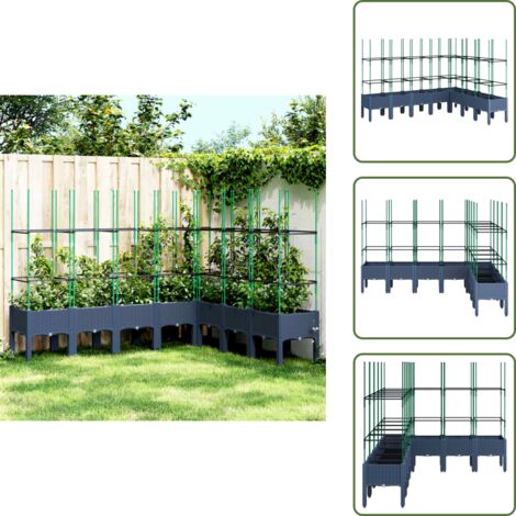 The Living Store Fioriera Giardino con Traliccio Grigio Blu 200x160x142,5 cm PP - Fioriera con traliccio