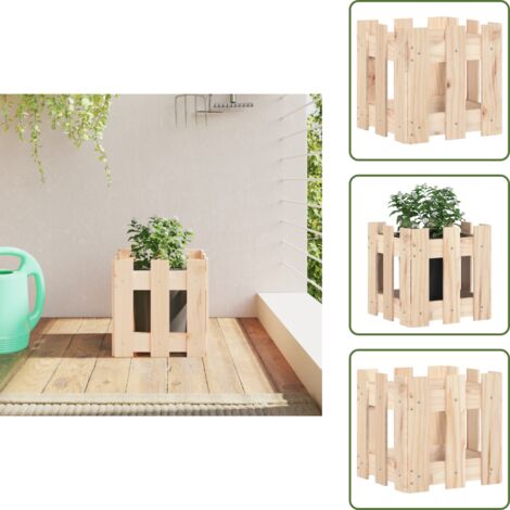 The Living Store Fioriera Giardino Design a Recinzione 30x30x30 cm Massello Pino - Fioriera in legno