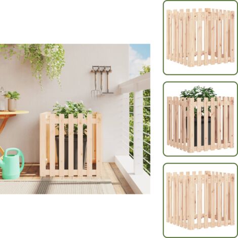The Living Store Fioriera Giardino Design a Recinzione 70x70x70 cm Massello Pino - Fioriera in legno