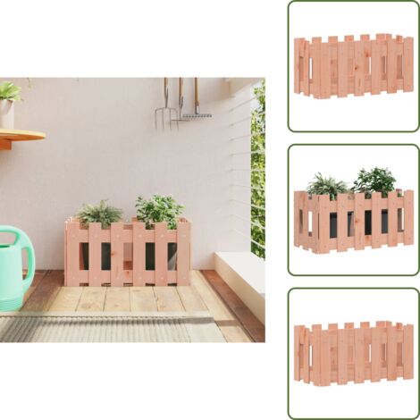 The Living Store Fioriera Giardino Design Recinzione 60x30x30cm Massello Douglas - Fioriera in legno