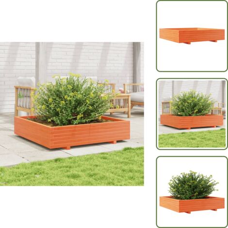 The Living Store Fioriera Giardino Marrone Cera 110x110x26,5 cm in Legno di Pino - Fioriera in legno