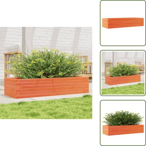 The Living Store Fioriera Giardino Marrone Cera 110x40x23 cm Legno Massello Pino - Fioriera in legno