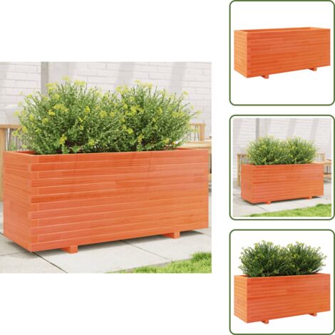 The Living Store Fioriera Giardino Marrone Cera 110x40x49,5 Legno Massello Pino - Fioriera da patio