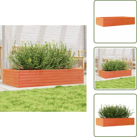 The Living Store Fioriera Giardino Marrone Cera 110x60x23 cm Legno Massello Pino - Fioriera in legno