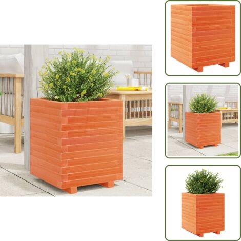 The Living Store Fioriera Giardino Marrone Cera 40x40x49,5cm Legno Massello Pino - Fioriera da patio