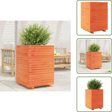 The Living Store Fioriera Giardino Marrone Cera 50x50x72 cm Legno Massello Pino - Fioriera da patio