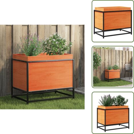 The Living Store Fioriera Giardino Marrone Cera 60x50x40 cm Legno Massello Pino - Fioriera in legno
