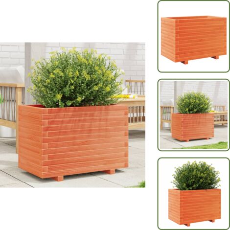 The Living Store Fioriera Giardino Marrone Cera 70x40x49,5cm Legno Massello Pino - Fioriera in legno