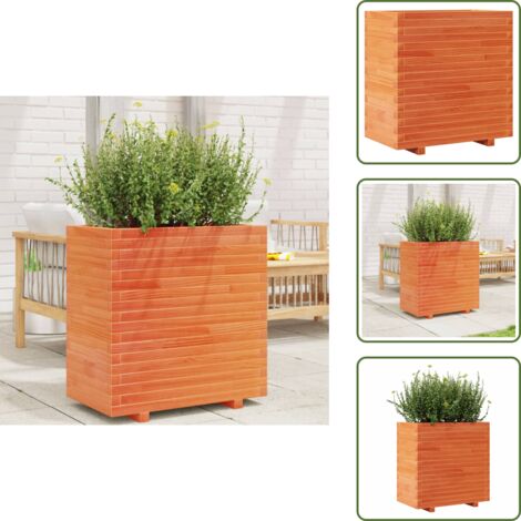 The Living Store Fioriera Giardino Marrone Cera 70x40x72 cm Legno Massello Pino - Fioriera da patio