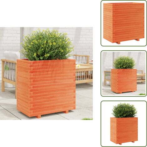 The Living Store Fioriera Giardino Marrone Cera 70x40x72,5cm Legno Massello Pino - Fioriera da patio