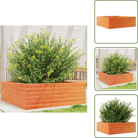 The Living Store Fioriera Giardino Marrone Cera 70x70x23 cm Legno Massello Pino - Fioriera in legno