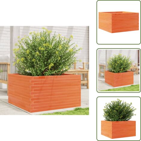 The Living Store Fioriera Giardino Marrone Cera 80x80x45,5cm Legno Massello Pino - Fioriera in legno