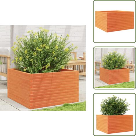 The Living Store Fioriera Giardino Marrone Cera 80x80x46 cm Legno Massello Pino - Fioriera in legno