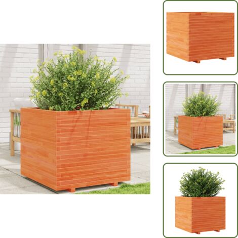 The Living Store Fioriera Giardino Marrone Cera 80x80x72 cm Legno Massello Pino - Fioriera in legno