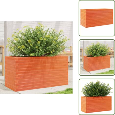 The Living Store Fioriera Giardino Marrone Cera 90x40x45,5cm Legno Massello Pino - Fioriera in legno
