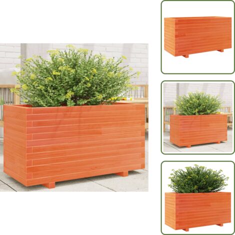 The Living Store Fioriera Giardino Marrone Cera 90x40x49,5cm Legno Massello Pino - Fioriera da patio