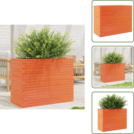 The Living Store Fioriera Giardino Marrone Cera 90x40x68,5cm Legno Massello Pino - Fioriera da patio