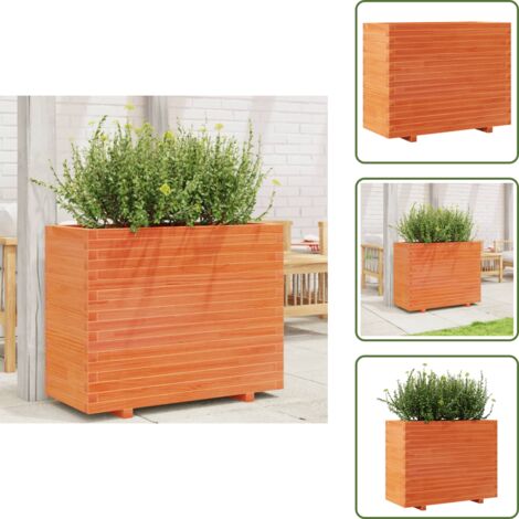 The Living Store Fioriera Giardino Marrone Cera 90x40x72 cm Legno Massello Pino - Fioriera da patio
