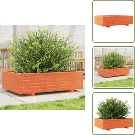 The Living Store Fioriera Giardino Marrone Cera 90x60x26,5cm Legno Massello Pino - Fioriera in legno