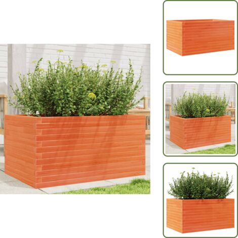 The Living Store Fioriera Giardino Marrone Cera 90x60x45,5cm Legno Massello Pino - Fioriera in legno
