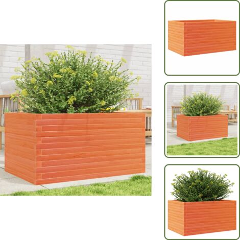 The Living Store Fioriera Giardino Marrone Cera 90x60x46 cm Legno Massello Pino - Fioriera in legno