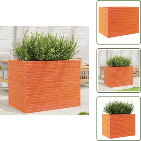 The Living Store Fioriera Giardino Marrone Cera 90x60x68,5cm Legno Massello Pino - Fioriera in legno