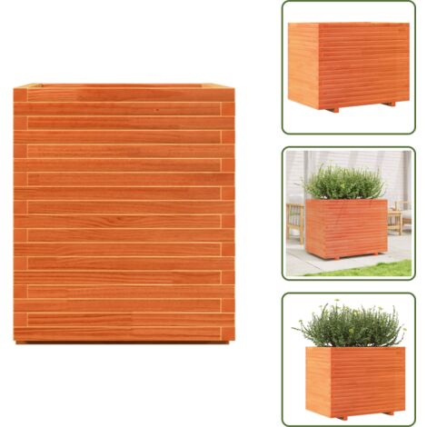 The Living Store Fioriera Giardino Marrone Cera 90x60x72,5cm Legno Massello Pino - Fioriera esterna