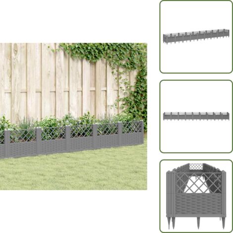 The Living Store Fioriera Giardino Picchetti Grigio Chiaro 363,5x43,5x43,5 cm PP - Orto