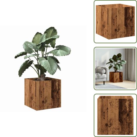 The Living Store Fioriera Legno Antico 40x40x40 cm in Legno Multistrato - Fioriera decorativa