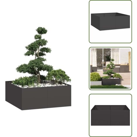 The Living Store Fioriera Nera 100x100x40 cm in Acciaio - Fioriera esterna