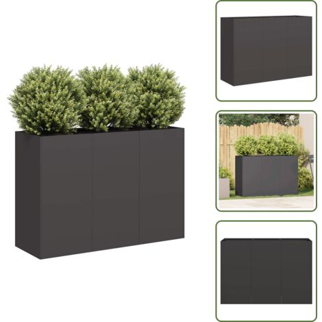 The Living Store Fioriera Nera 120x40x80 cm in Acciaio Laminato a Freddo - Fioriera in acciaio