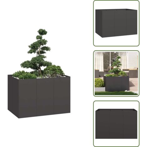 The Living Store Fioriera Nera 120x80x80 cm in Acciaio - Fioriera esterna