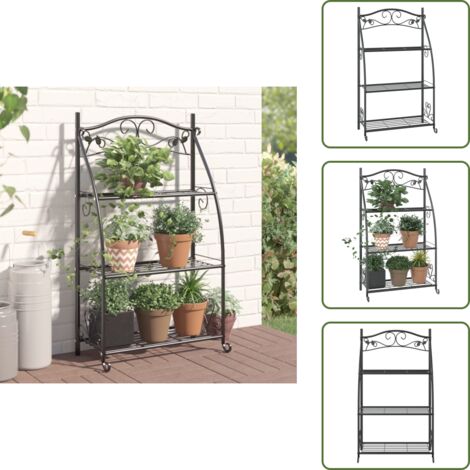 The Living Store Fioriera Nera 56x30x96cm in Acciaio - Fioriera nera