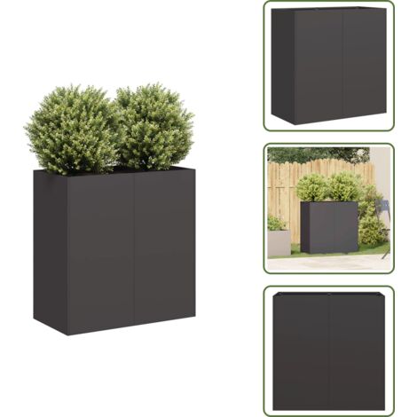 The Living Store Fioriera Nera 80x40x80 cm in Acciaio Laminato a Freddo - Fioriera esterna