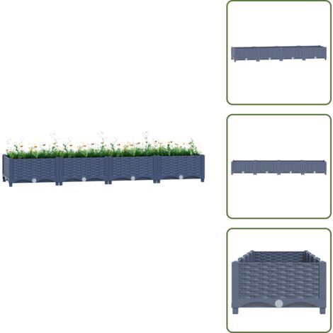 The Living Store Fioriera Rialzata 160x40x23 cm in Polipropilene - Fioriera in polipropilene