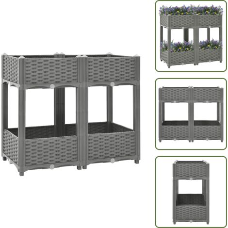 The Living Store Fioriera Rialzata 80x40x71 cm in Polipropilene - Fioriera in polipropilene