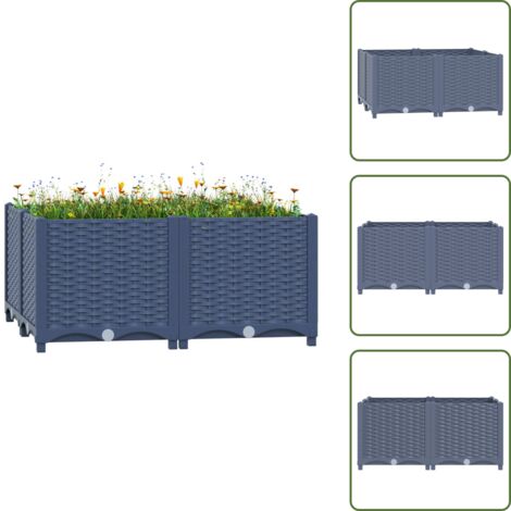The Living Store Fioriera Rialzata 80x80x38 cm in Polipropilene - Fioriera esterna
