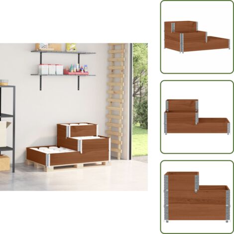 The Living Store Fioriera Rialzata a 3 Livelli Marrone 120x80 cm Legno di Pino - Fioriera da giardino