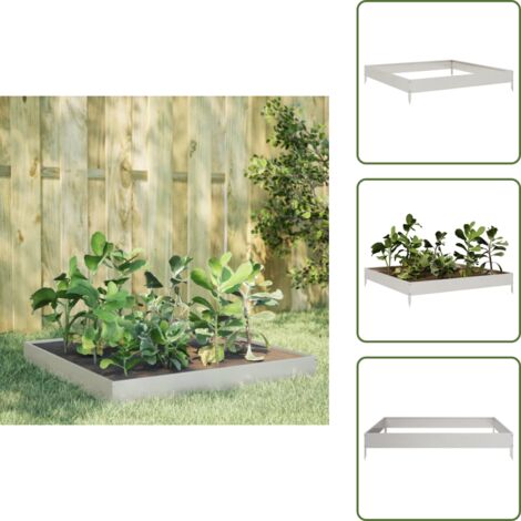 The Living Store Fioriera Rialzata da Giardino 100x100x18,5 cm in Acciaio Inox - Fioriera rialzata