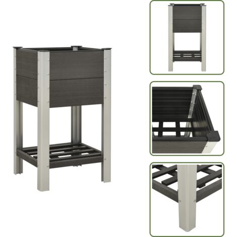 The Living Store Fioriera Rialzata da Giardino con Ripiano 50x50x90cm WPC Grigio - Fioriera rialzata
