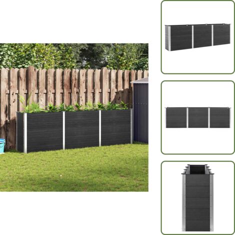 The Living Store Fioriera Rialzata da Giardino Grigia 300x50x91 cm in WPC - Fioriera rialzata