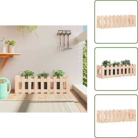 The Living Store Fioriera Rialzata Giardino a Recinzione 100x30x30 cm Legno Pino - Fioriera in legno