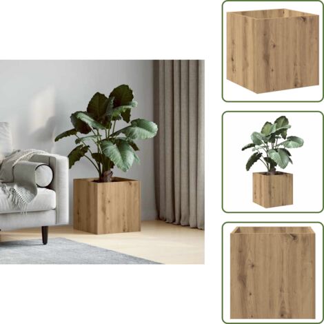 The Living Store Fioriera Rovere Artigianale 40x40x40 cm in Legno Multistrato - Fioriera artigianale